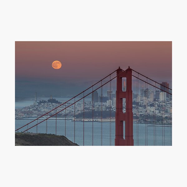 Moon, San Francisco, Golden Gate Photographic Print