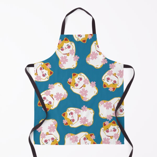 Item preview, Yellow Lucky Cat Pattern with Blue Background designed and sold by Druid Soup.