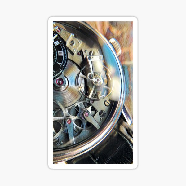 Mechanical Watch with an Open Dial Sticker