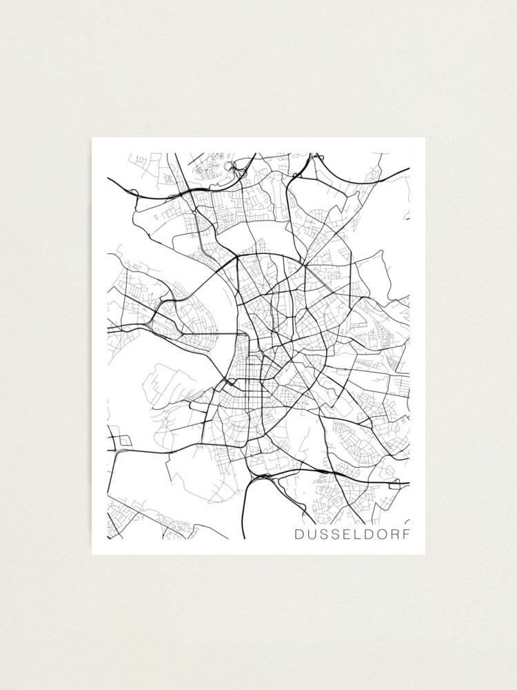 Dusseldorf Karte Deutschland Schwarz Und Weiss Fotodruck Von Mainstreetmaps Redbubble
