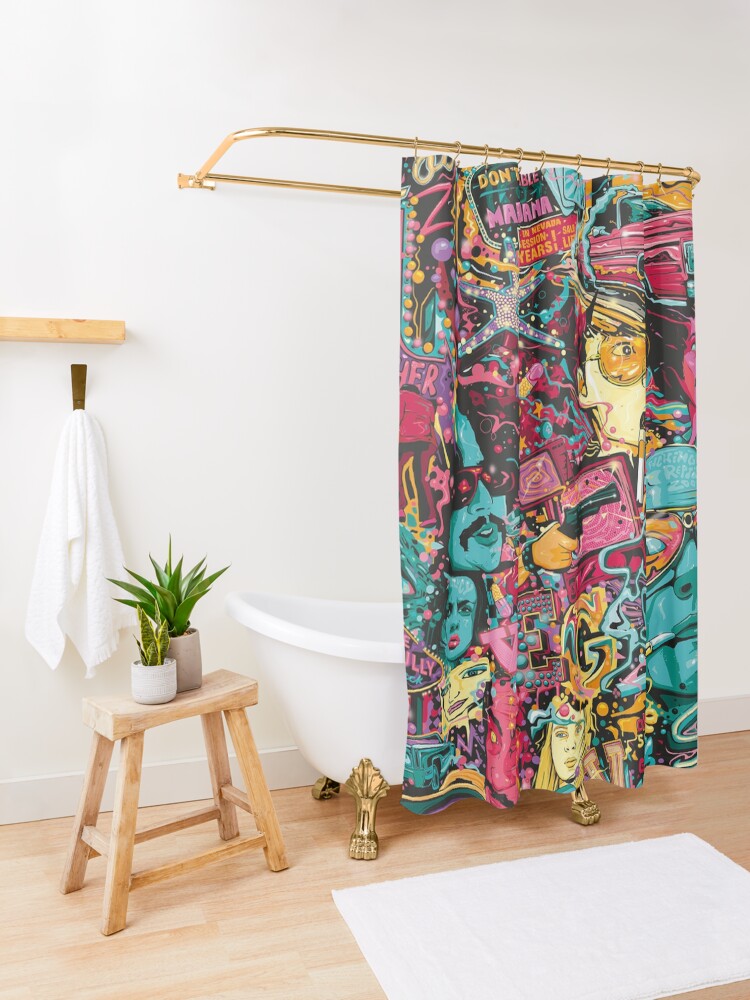 Alternate view of Fear and Loathing Las Vegas Art Shower Curtain