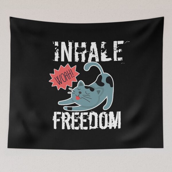 Item preview, Inhale Freedom Cat Funny Savasana Yoga Design designed and sold by Design-Maniya.