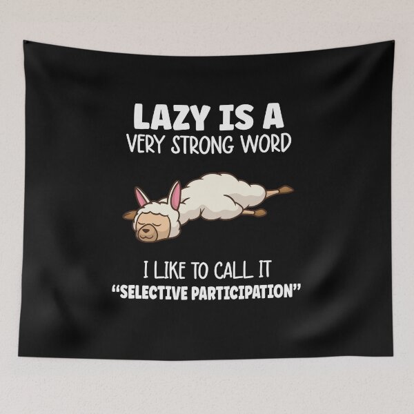 Item preview, Lazy is a very strong word i like to call it selective participation - cute Llama sleeping  designed and sold by Giftygr.