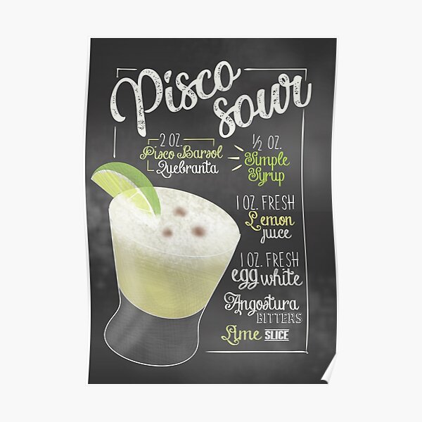 Lily & Val Premium-Poster Pisco Sour Rezept Englisch
