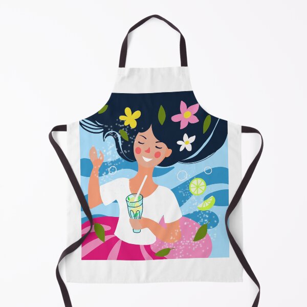 Item preview, cartoon girl on the background of the sea drinks a mojito cocktail in summer designed and sold by sonaadalian.