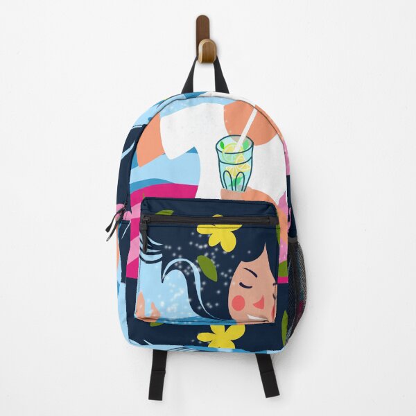 Item preview, cartoon girl on the background of the sea drinks a mojito cocktail in summer designed and sold by sonaadalian.