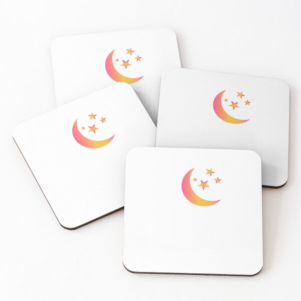 Item preview, Pink orange crescent moon and stars  designed and sold by Yasmine khalifa.
