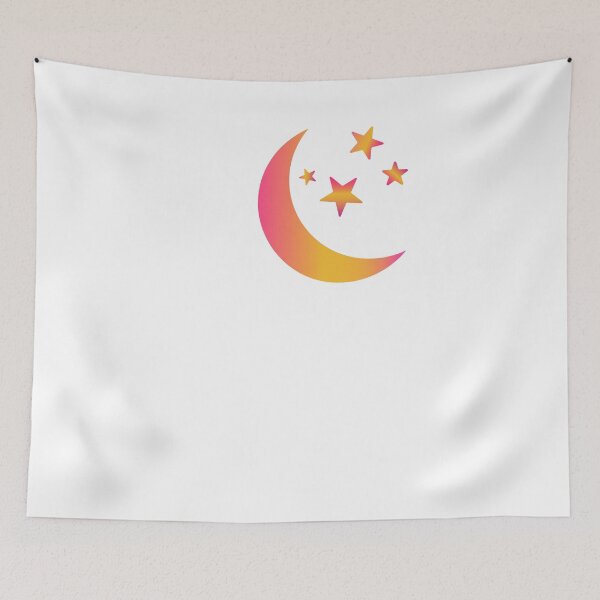 Item preview, Pink orange crescent moon and stars  designed and sold by Yasmine khalifa.