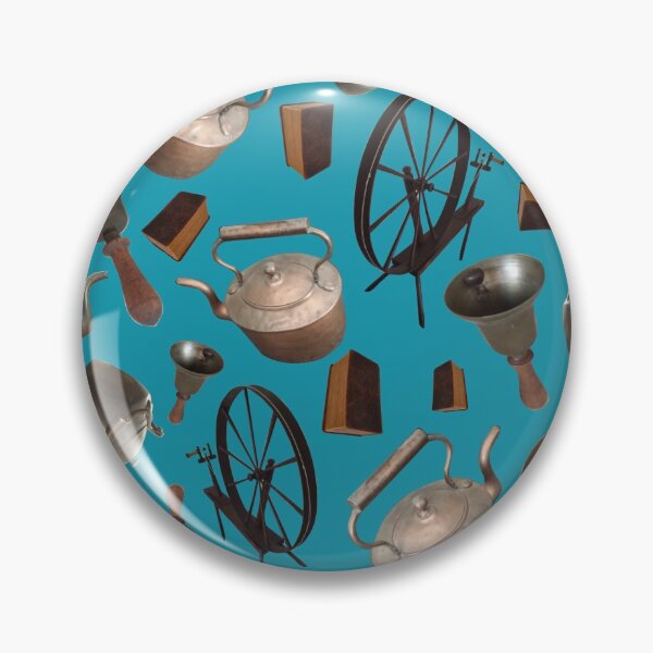 Item preview, Bells, Books, Spinning Wheels and Kettles on Blue 5748 designed and sold by Art in My Loft.