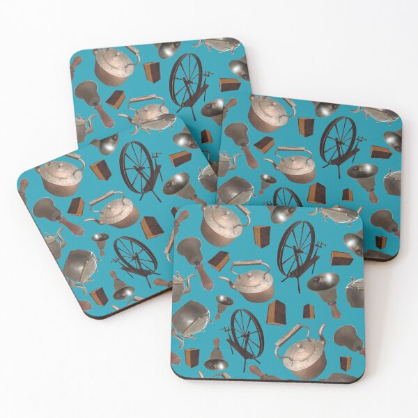 Item preview, Bells, Books, Spinning Wheels and Kettles on Blue 5748 designed and sold by Art in My Loft.