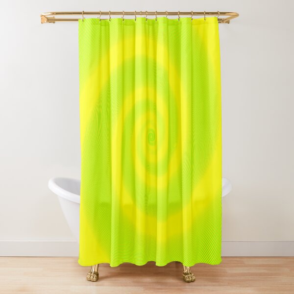 Yellow background with faint green spiral Shower Curtain