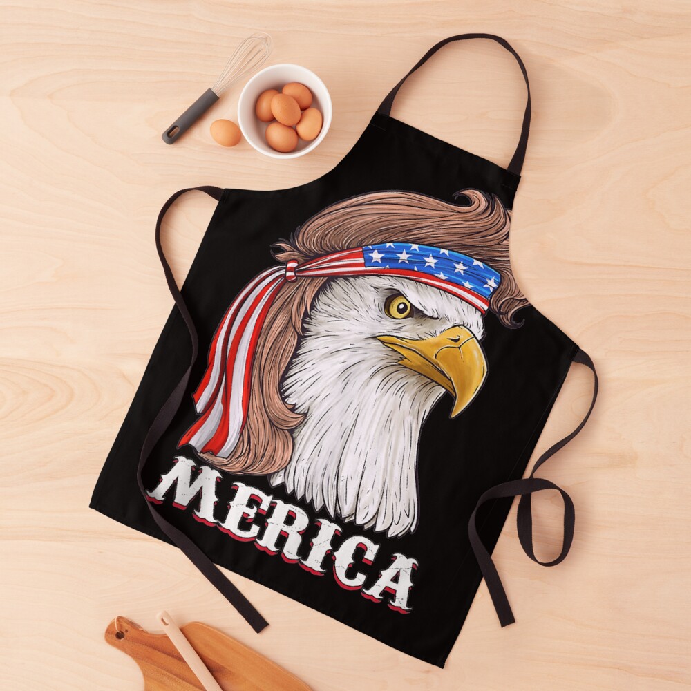 Eagle Mullet 4th Of July USA American Flag Merica Apron