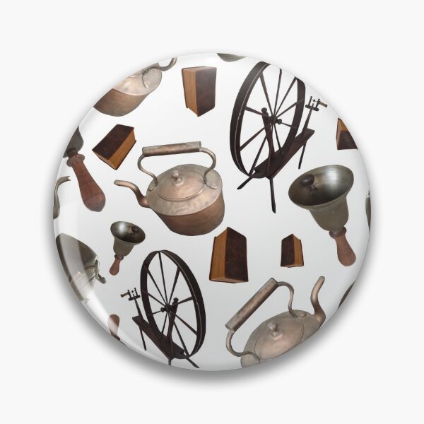 Item preview, Bells, Books, Spinning Wheels and Kettles on White 5748 designed and sold by Art in My Loft.