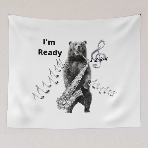 Item preview, Saxophone Bear Funny Shirt and Home Decor designed and sold by mydesignsbylar.