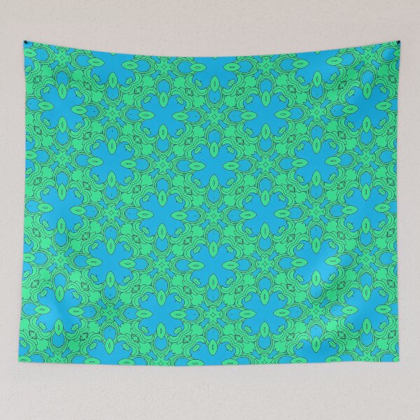 Item preview, Baroque Pattern in Green and Blue - Geometric Repeat Pattern designed and sold by LaRoach Digital Arts.