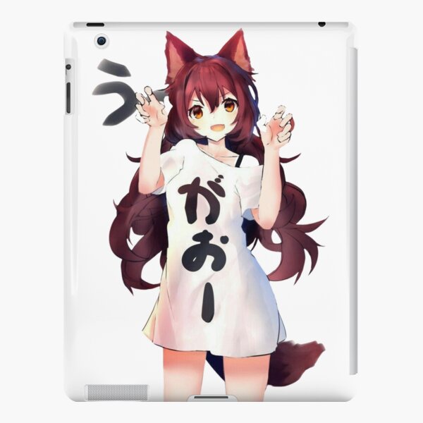 Kawaii Anime Neko Cat Girl With white hair iPad Case & Skin for