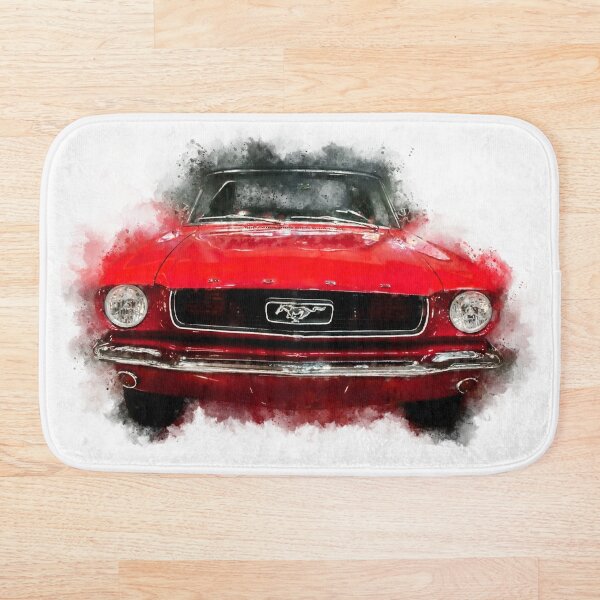 Aperçu de l'œuvre Croquis aquarelle rouge de 1966 Ford Mustang décapotable créée et vendue par Andreea Eva Herczegh.