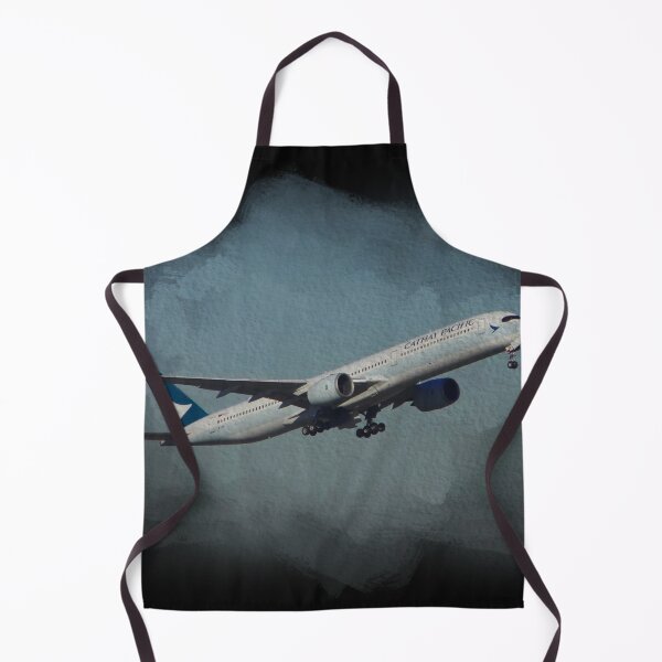 Item preview, Cathay Airlines plane taking off on watercolor black background designed and sold by FDbubble1986.