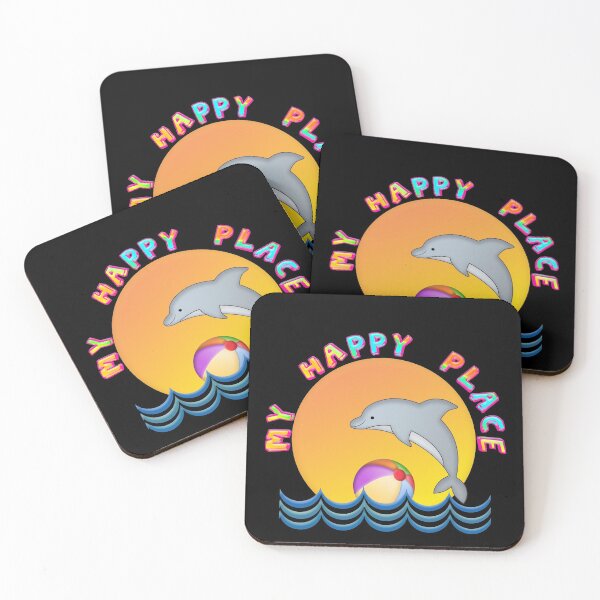 Item preview, MY HAPPY PLACE Beach Sun Dolphin Waves Ball Illustration designed and sold by carolina1.