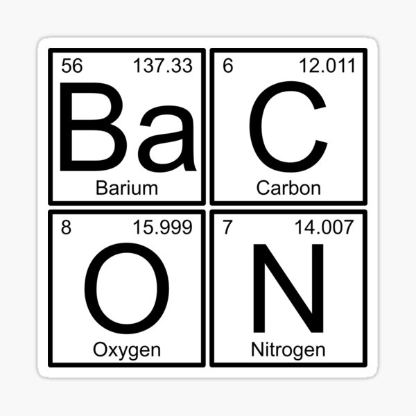 Bacon Love Element Decal Window Bumper Sticker Car Decor Periodic Table Science 