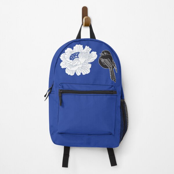 Artikelvorschau, Schwarzer Vogel und blaue Blume und blauer Hintergrund entworfen und verkauft von SueKnox.
