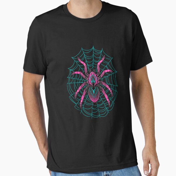 Hot pink tarantula in web
