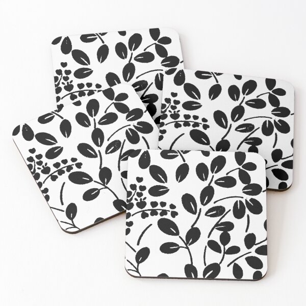 Item preview, small black leaves and branches on a white background designed and sold by Lukchaysonkon.