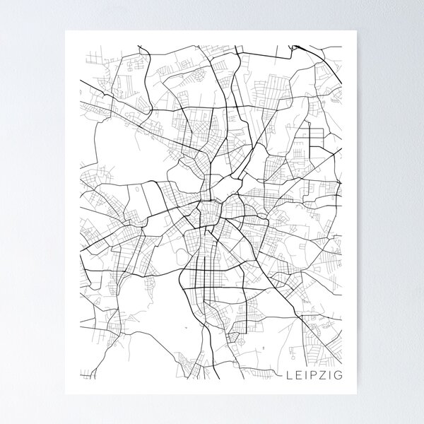 Item preview, Leipzig Map, Germany - Black and White designed and sold by MainStreetMaps.