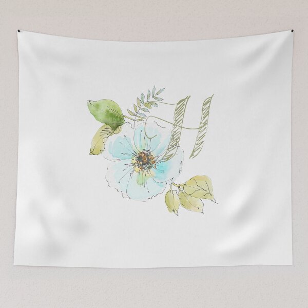 Item preview, Letter H with a flower design designed and sold by amalebraheem.