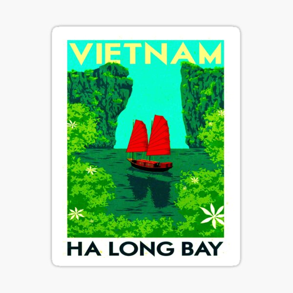 "VIETNAM" Vintage Ha Long Bay Travel Print Sticker