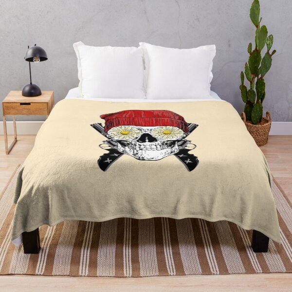Item preview, Flowery-Eyed Skull with Guns and a Beanie designed and sold by SukaSukaSukaTee.
