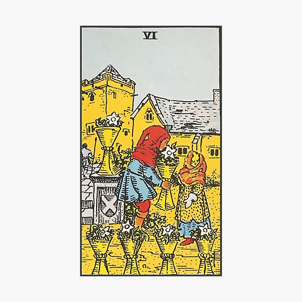 Item preview, Six of cups - Rider Waite Smith tarot designed and sold by natekelly.
