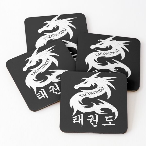 Item preview, Martial Arts Dragon with Korean Symbols Distressed White designed and sold by FunWearVM.