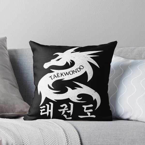 Item preview, Martial Arts Dragon with Korean Symbols Distressed White designed and sold by FunWearVM.