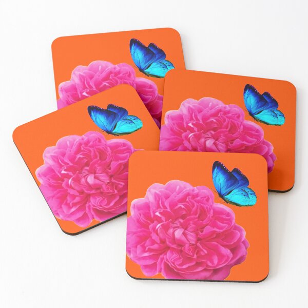Item preview, Pink Peony roses with orange background are the most beautiful flower in the world designed and sold by SueKnox.