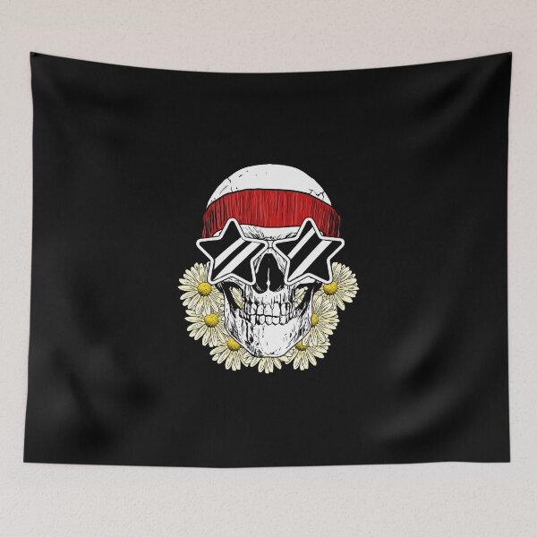 Item preview, Skull with Star-Shaped Sunglasses, Headband and Flowers designed and sold by SukaSukaSukaTee.