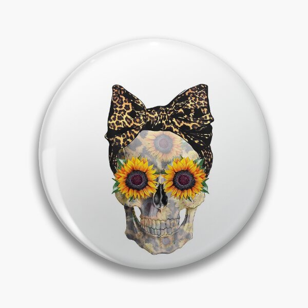 Item preview, Womens Sunflower Skull Love Floral Flowers Leopard Bandana T-Shirt designed and sold by HammonArt.