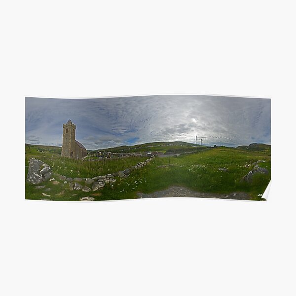 Glencolmcille Panorama with Church Poster