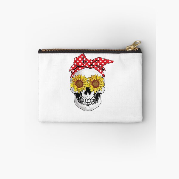 Item preview, Womens Sunflower Skull Polka Dot Bandana V-Neck T-Shirt designed and sold by HammonArt.