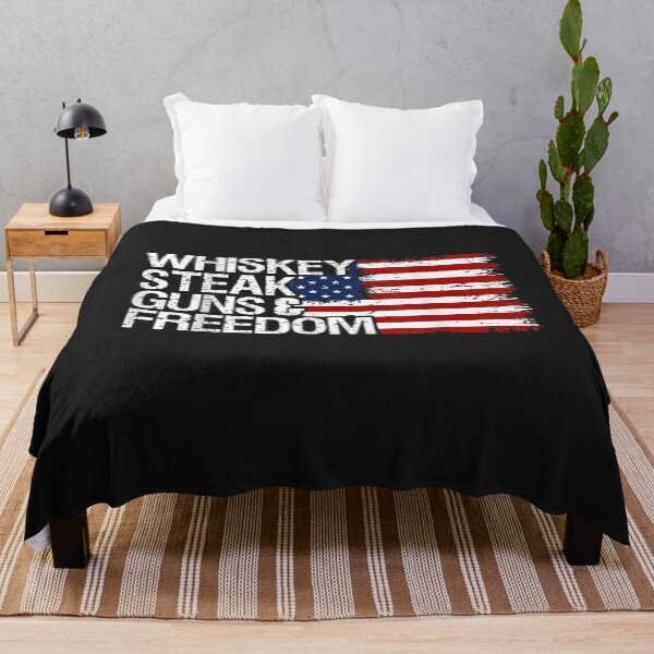 Item preview, Whiskey Steak Guns and Freedom Patriotic US Flag 4th of July T-Shirt designed and sold by Busan-Benfica.
