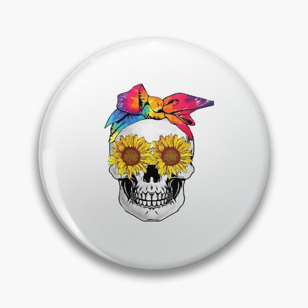 Item preview, Womens Sunflower Skull Tie-Dye Bandana V-Neck T-Shirt designed and sold by HammonArt.