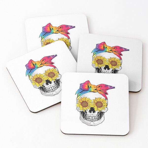 Item preview, Womens Sunflower Skull Tie-Dye Bandana V-Neck T-Shirt designed and sold by HammonArt.