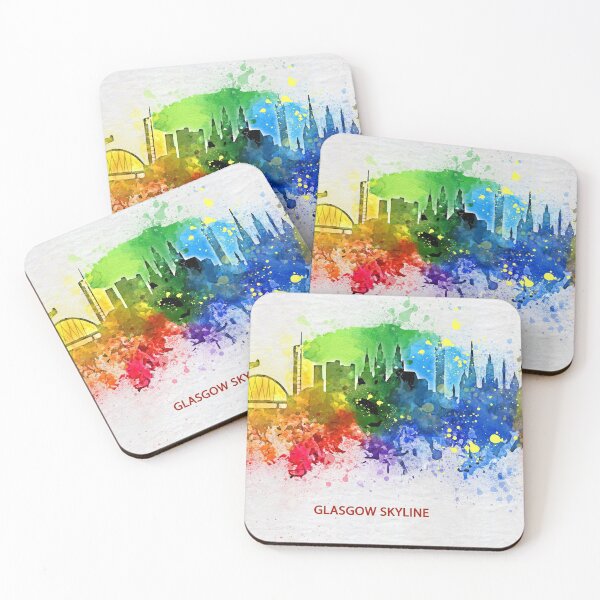 Item preview, Glasgow Skyline Canvas Glasgow Scotland Cityscape colors wall art home decor print designed and sold by Rockwpapart.