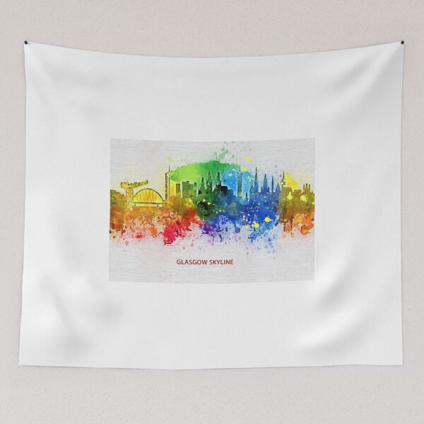 Item preview, Glasgow Skyline Canvas Glasgow Scotland Cityscape colors wall art home decor print designed and sold by Rockwpapart.