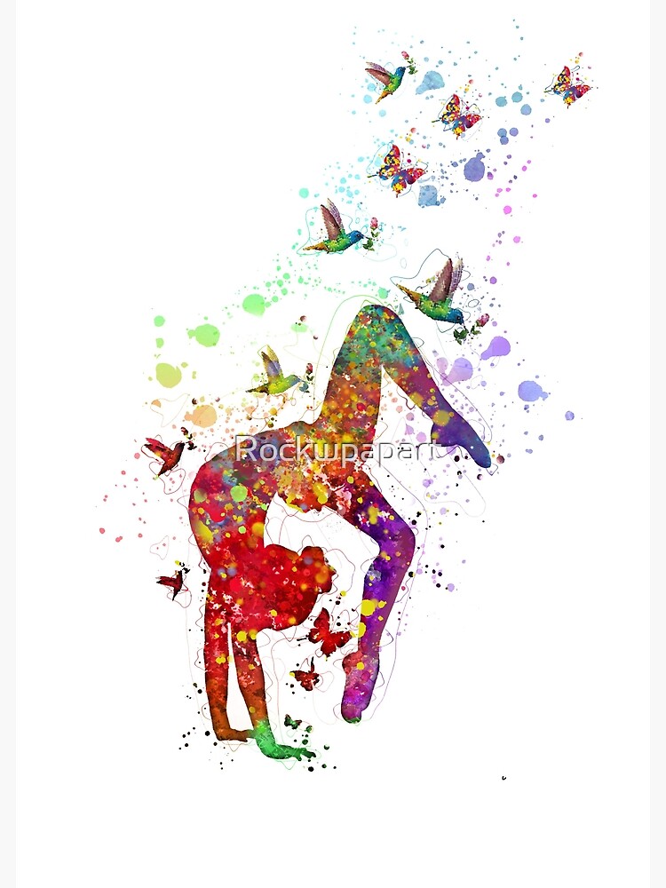 Gymnastics Tumbling Watercolor Print Sports Art Butterfly Teen Room Decor Nursery Art Sports