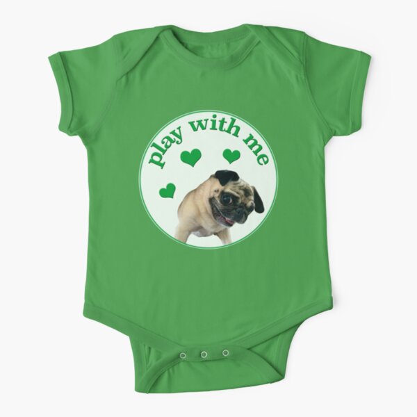 Play With Me (featuring Daisy Pug) Short Sleeve Baby One-Piece