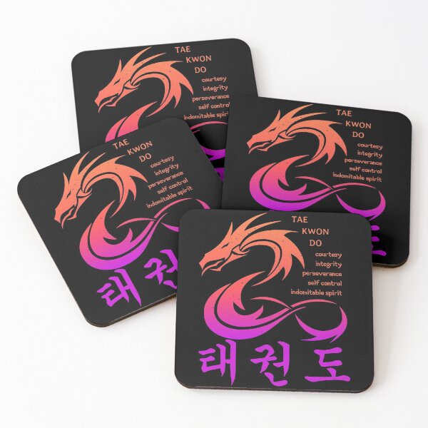 Item preview, Colorful Martial Arts Dragon with Korean Taekwondo Symbols and 5 TKD Tenets designed and sold by FunWearVM.