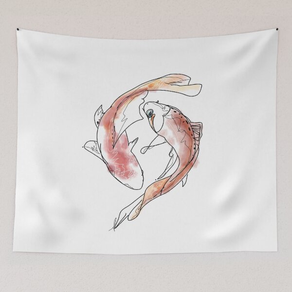 Item preview, Koi Fish. Watercolor Japanese Art. Yin Yang Koi Fish. designed and sold by OneLineArt.