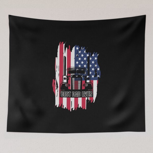 Item preview, USA Best Dad Ever American Flag Trucker designed and sold by CarantinedChaos.
