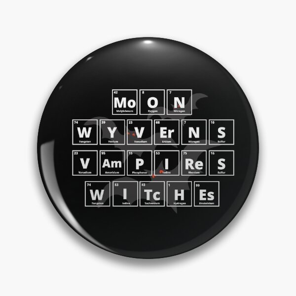 Item preview, Moon Wyverns Vampires Witches In Periodic Table Elements With Bats designed and sold by Crafty-Mornings.